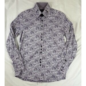 Coogi Classic Shirt‎ Mens Large 18 32/33 Long Sleeve Button Down Purple Floral